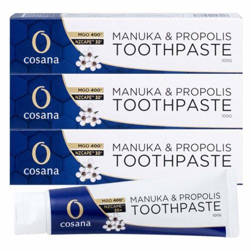 

Kosana Manuka Honey Toothpaste with Propolis, 100g (Set of 3), Blue, with Tea Tree Oil, MGO400+, Made in Japan, New Zealand Manuka, Xylitol