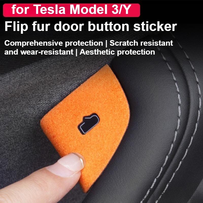 4PCS Car Door Switch Button Panel Cover Sticker For Tesla Model 3 Y Juniper 2017-2026 Car Interior Decoration Car Accessories