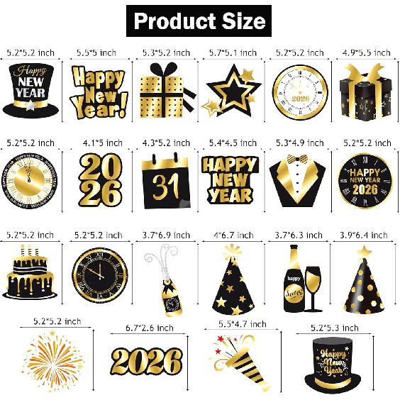 Happy New Year Party Hanging Swirls 22Pcs New Year Countdown Clock Theme Ceiling Streamers for 2026 New Years Eve Party Decorations Midnight