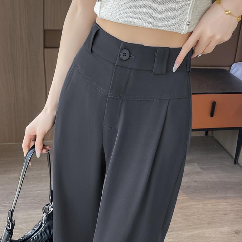 New Women's Suit Pants Spring Summer High Waist Draped Loose Wide Leg Pants Plus Size Casual Pants
