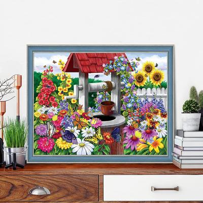 5D DIY Diamond Painting Flower Field Cross Stitch Kit Mosaic Diamond Embroidery Rose Full Round Square Drill Home Decoration