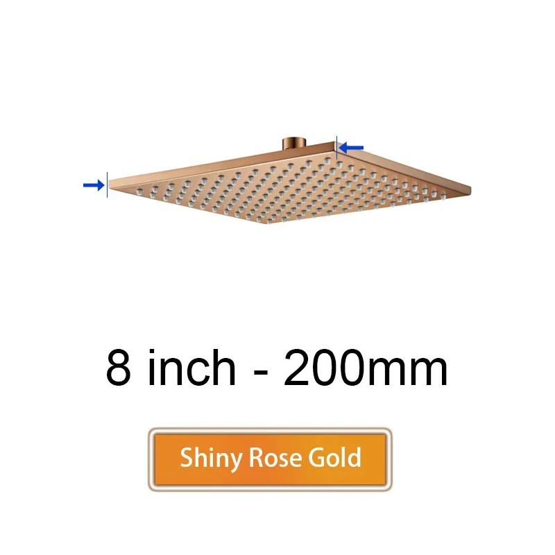 Bathroom Accessories Bath Square Rain Shower Head Quality Brass Shower, Brushed Gold, Rose, Black, Chrome, Brushed Grey