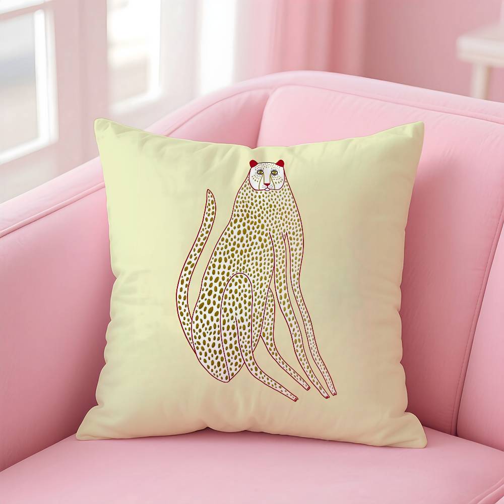 Geometric Animal Leopard Pattern Pillow Case Anti-dustmite Pillowcase Invisible Zipper Silky Short Plush Sofa Cushion Cover