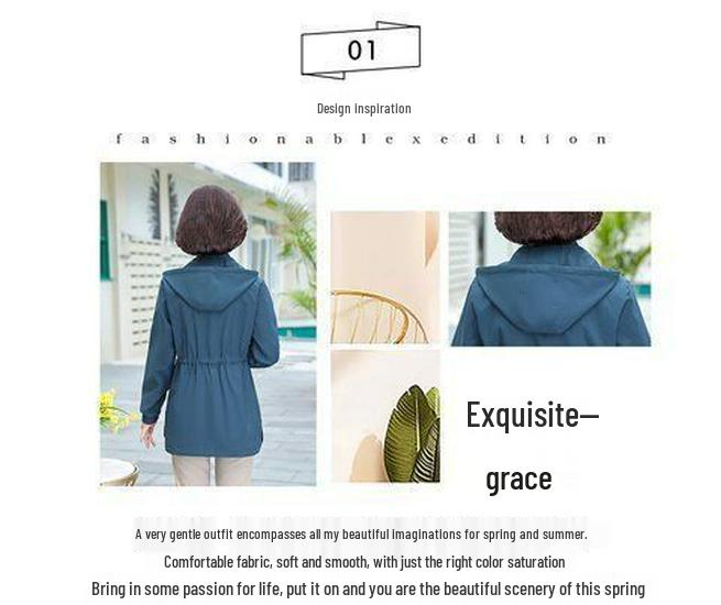 Szykowny Damski Płaszcz Przejściowy Plus Size dla Kobiet w Średnim Wieku i Starszych, Nowy Styl Wiosna/Jesień 2025