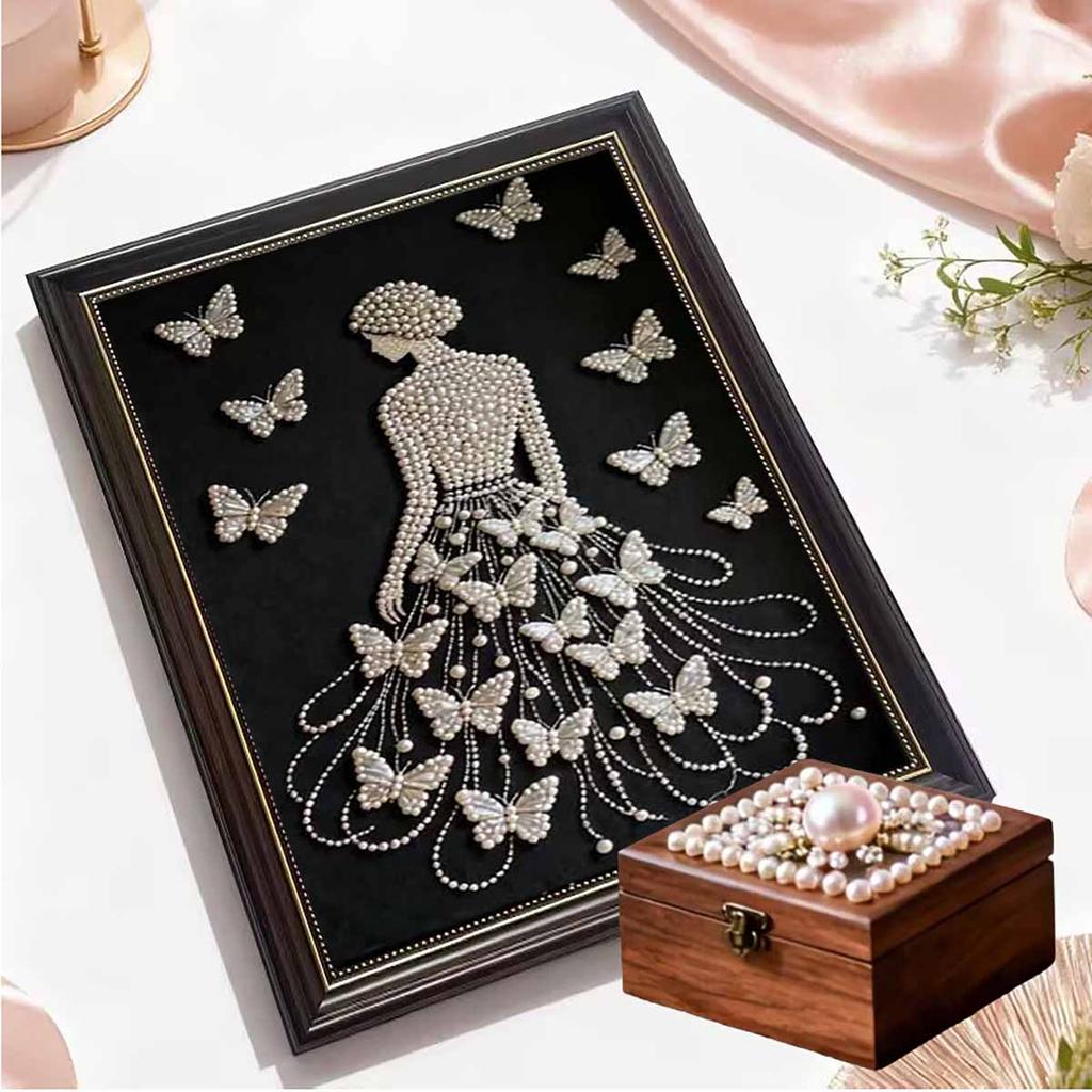 DIY Butterfly Pearl Art Painting for Home Wall Decor Pearl Gem Paintings Picture Arts Craft  for Adults/Beginners Gift Idea Home Decor Without Frame