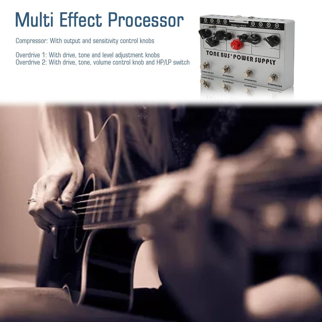 Guitar Multi-Effects Pedal with 8 Outputs, Guitar Combination Effects, Overdrive, Low Peak Mode, DC 9V Compatible, for Guitarists