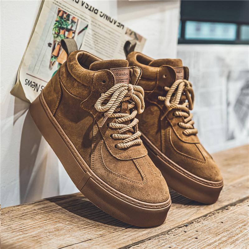 2025 Autumn Winter Men's High TopCasual Shoes Fashion British Style Retro Men's Shoes Comfort Thick Soled FadLeather Ankle Boots