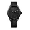 Men's Denim Watch with Quartz Mineral Crystal, Black
