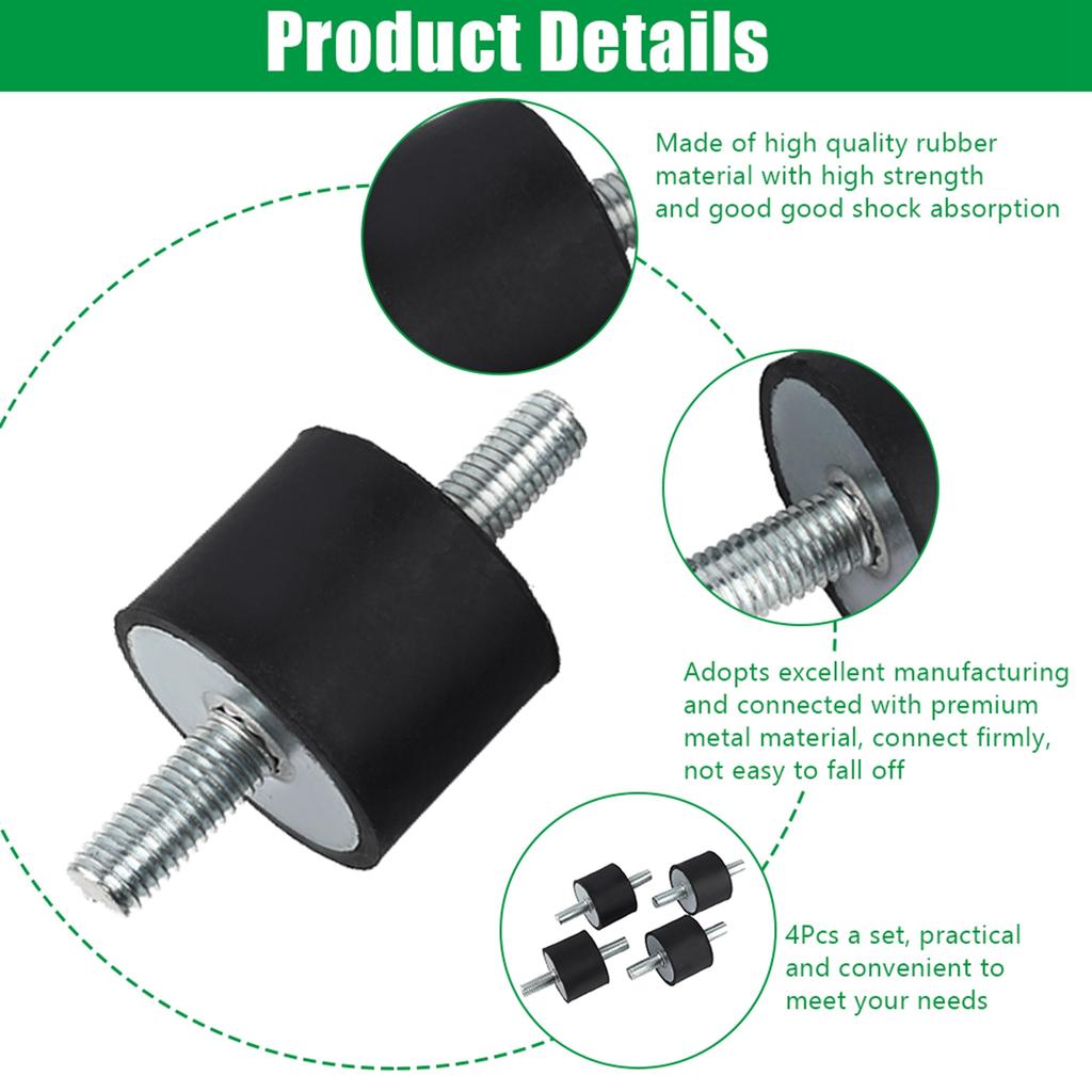 4 ks Gumové silentbloky M10 40*30 Gumové silentbloky motoru Gumové antivibrační silentbloky pro kompresory, motory, čerpadla, svařovací stroje