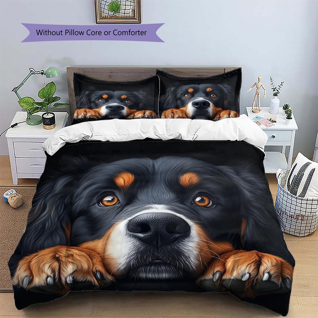 Black Bernese Mountain Dog Pattern Bedding Home Decoration Birthday Gift (1 * duvet cover + 2 * pillowcase, without core)