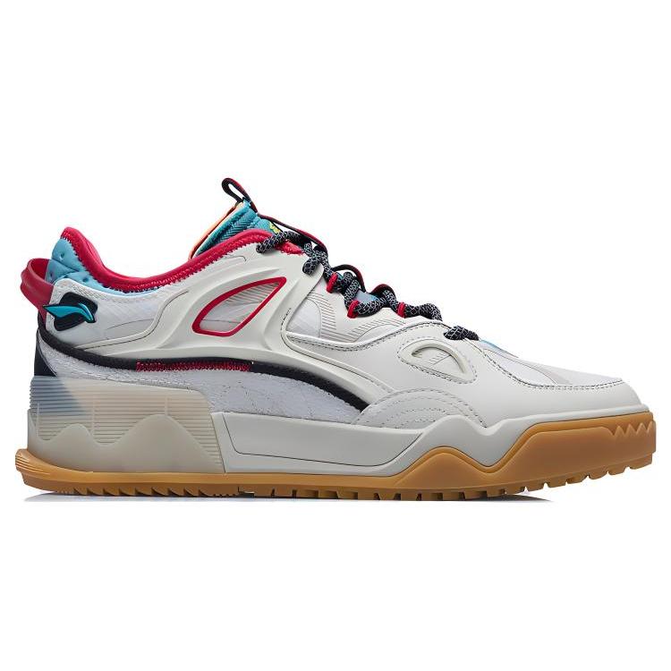 Li Ning CF Cushioning Lightweight Abrasion Resistant Low top Skateboard Shoes Men's Gray White Black AGCR289-1