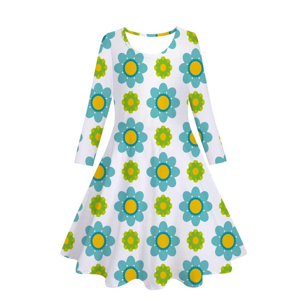Girls' 3D Boho Floral Dress Long Sleeve Summer Spring Vacation Daily Holiday Princess Beautiful Sweet Kids 4-12 Years Casual Dress A Line Dress