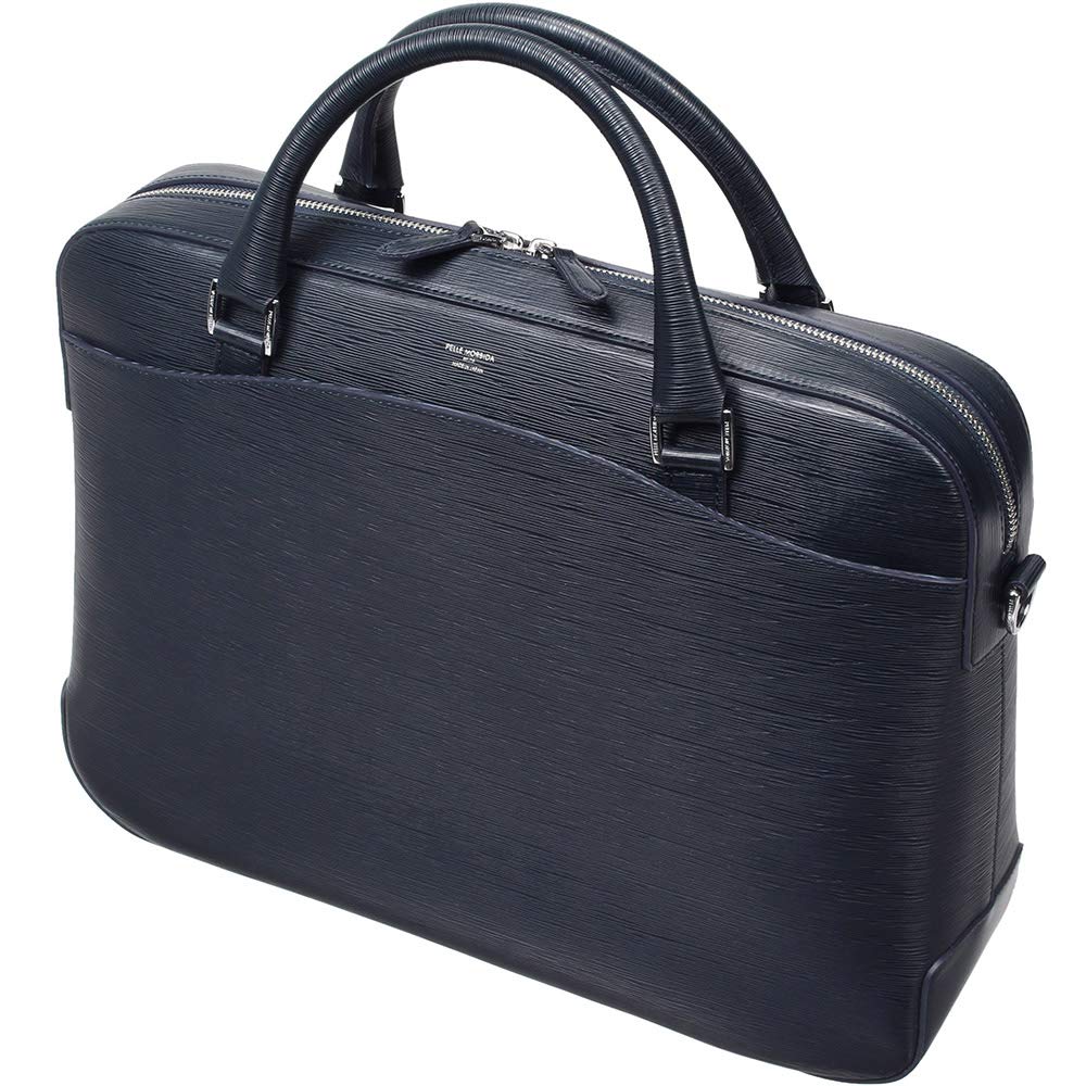 Pelle Morbida Briefcase Genuine Leather Capitano Embossed Leather Navy PMO-CA201 Men's PM-CA201-NV