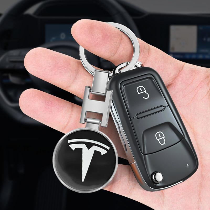 1Pcs Car Emblem Keychain Key Ring Accessories For Tesla Model 3 Model X S 2016-2023  Model Y Decals TM3 TMX