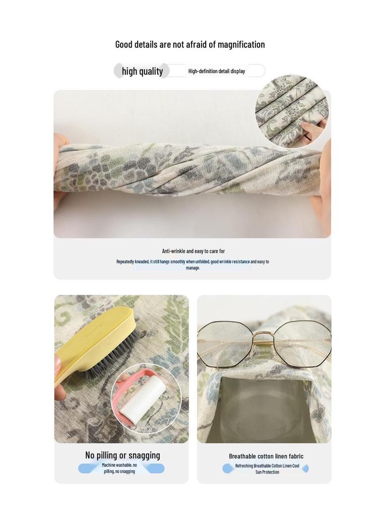 Women's High-Waist Retro Print Wide-Leg Linen Pants - Spring 2026 Collection