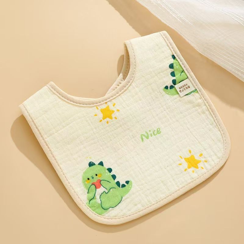 Soft Cotton Gauze Bibs for Infants, U-Shaped Drool Bibs for Newborn Boys and Girls, Adjustable Snap Closure, Waterproof, U-Shaped Design, Cute Print