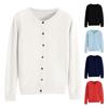 Long Sleeve Women Knitted Sweater Coat Single Breasted Round Neck