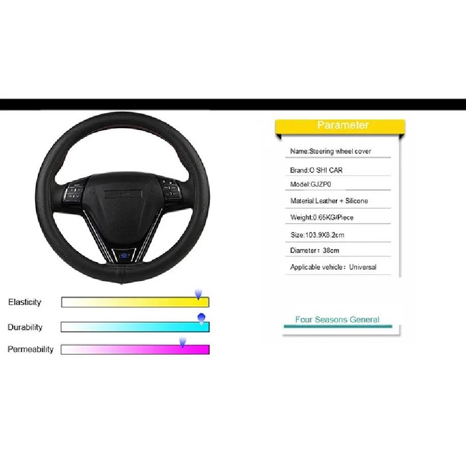 Universal 38cm Car Steering Wheel Cover Genuine Leather Braid For Steering Wheel 15in Cowhide Car Steering Wheel Wrap Soft Cool