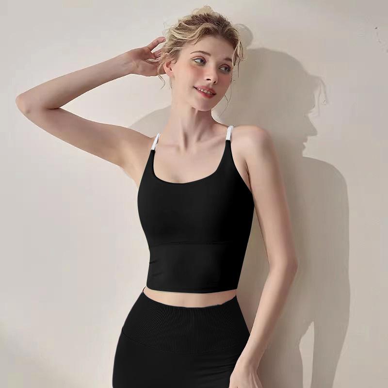 Women's Shockproof Push-Up Strappy Sports Bra - Color Block, Anti-Exposure, Perfect for Spring/Summer Fitness, Running, and Yoga.
