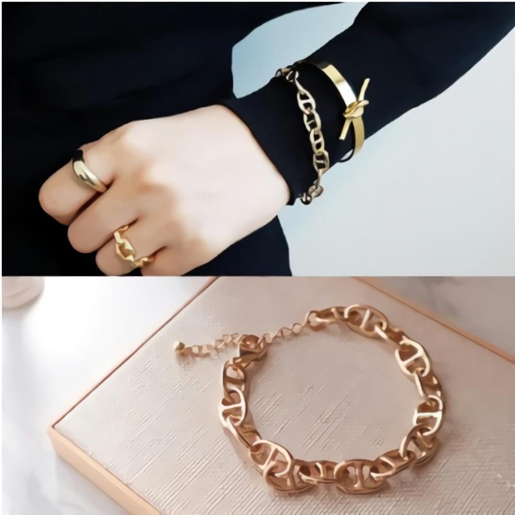 

Простий Браслет-ланцюжок Щоденний Срібний Золотий Chandal Chandal Chain gold
