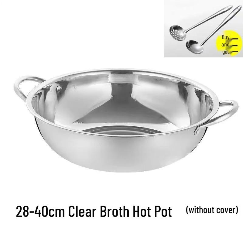 Stainless Steel Yin Yang Hot Pot Basin with Lid for Induction Cookers