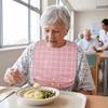 Plaid Pattern Elderly Bib Waterproof Eating Smock Easy Clean Mealtime Bib  Elderly Care