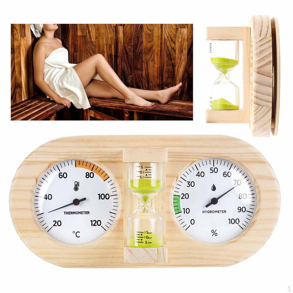 Sauna Thermometer Hygrometer and Timer 3 In 1 Hygrothermograph Temperature Humidity Gauge for SPA