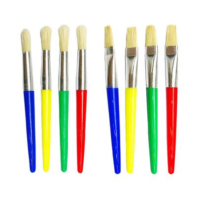 Lot de 4 pinceaux colorés en poils de cochon pour projets artistiques et de bricolage pour enfants