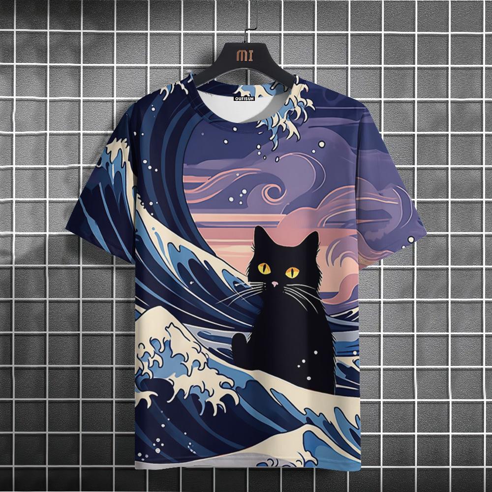 

Summer Retro Men s Short Sleeved T-shirt 3D Printed Round Neck Short Sleeved T-shirt Top 6XL