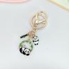 Cartoon Panda Bamboo Keychain Pendant - Cute School Bag Accessory and Creative Gift for Students