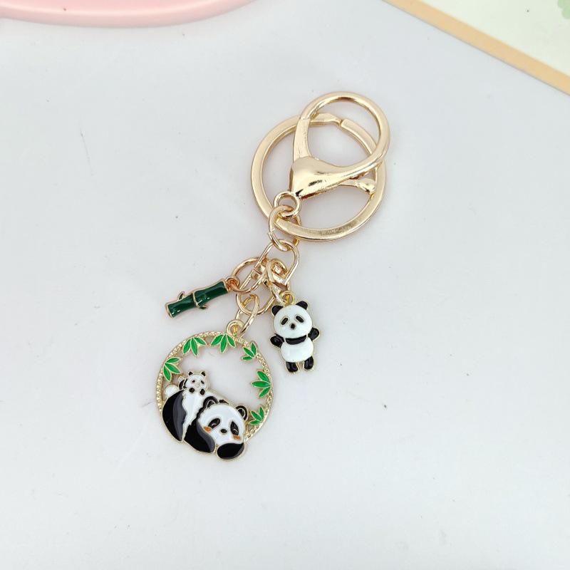 Cartoon Panda Bamboo Keychain Pendant - Cute School Bag Accessory and Creative Gift for Students