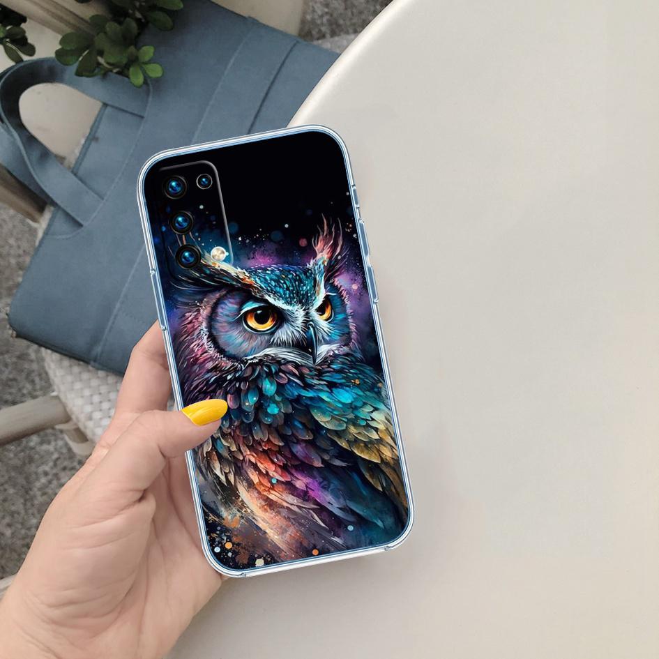 

LO20 Cartoon Art Owl Soft Shell Transparent Phone Case for Samsung Galaxy A04 A04S A14 A23 A34 A54 M23 M33 M52 M53 Galaxy M33