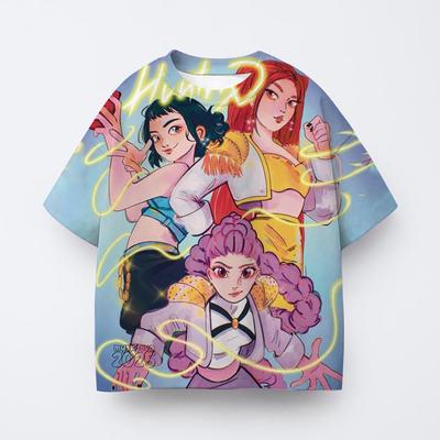 Casual Comfort T-Shirt Top Girls Cartoon Printed Crew Neck Basic Children's Fashion Short Sleeves