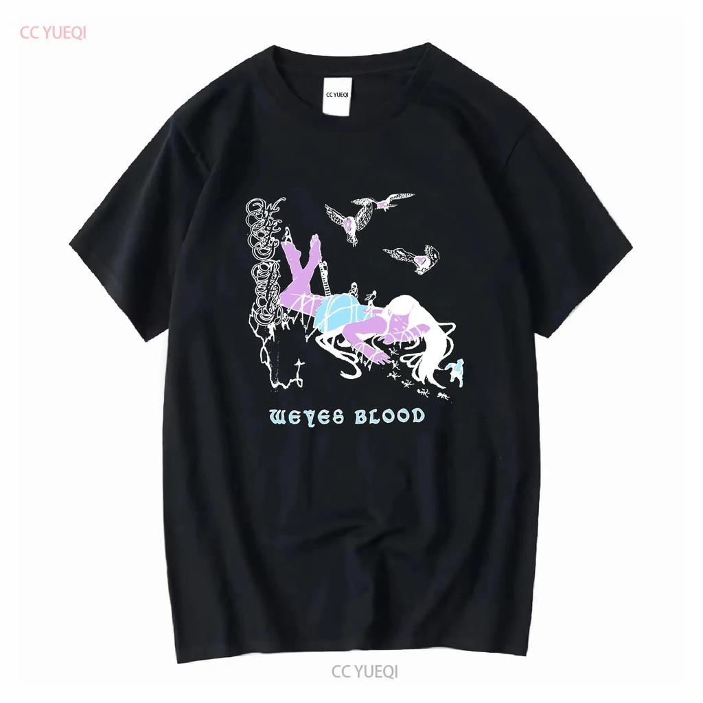 Weyes Blood Black T shirt All Size S 5XL T268 vintage Washed fashion graphic Unisex Comfortable Top For Everyday Wear Casual