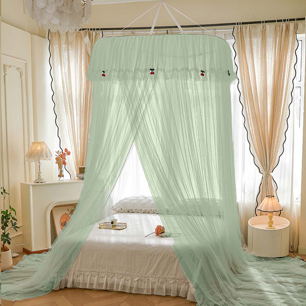 Single Dome Canopy Mosquito Net Extra Height and Extra Density,Lace Trim Canopy Mosquito Net for Floor-Standing Princess Beds