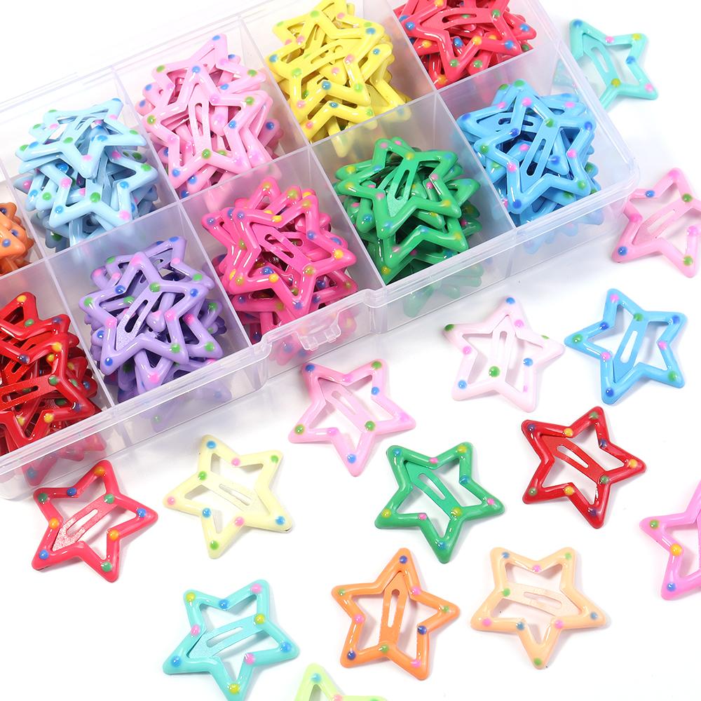 30 Stück/Los Pünktchen Stern Haarspangen Bunt Y2K BB Haarnadeln Metall Druckknopf für Schmuckherstellung Niedliche Spangen Haaraccessoires