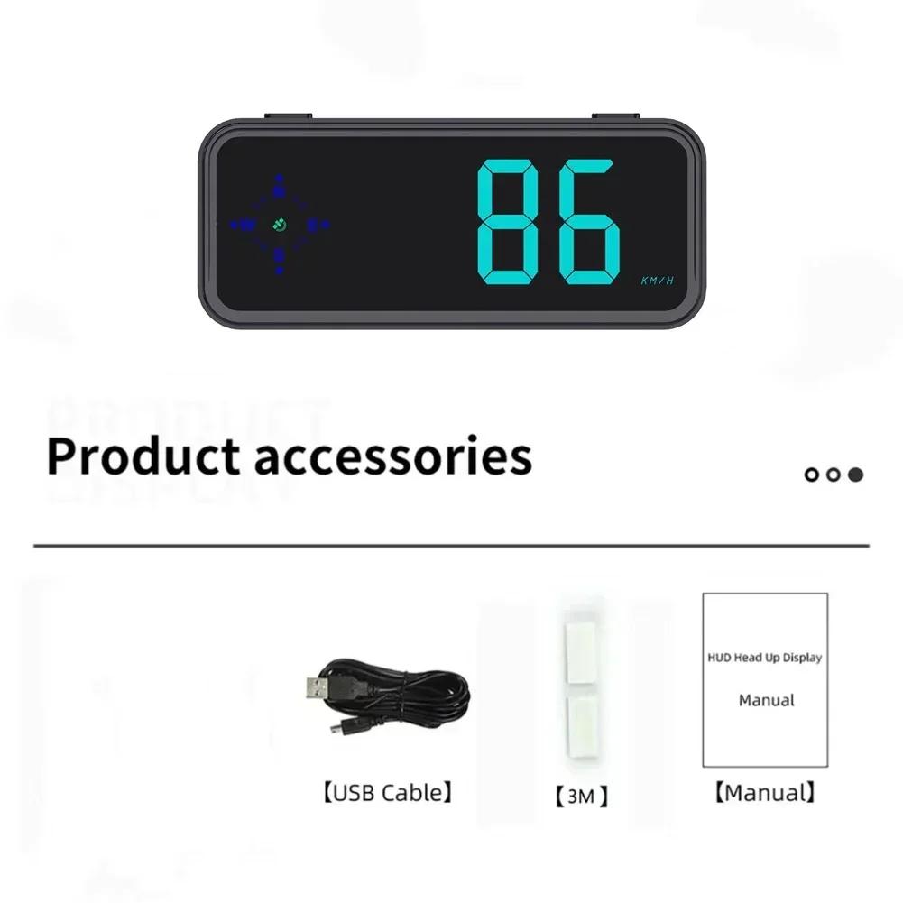 

Цифровой спидометр для автомобиля HUD Универсальный GPS-компас Индикатор измерения скорости Дисплей на лобовом стекле Грузовые автомобили USB-источник питания