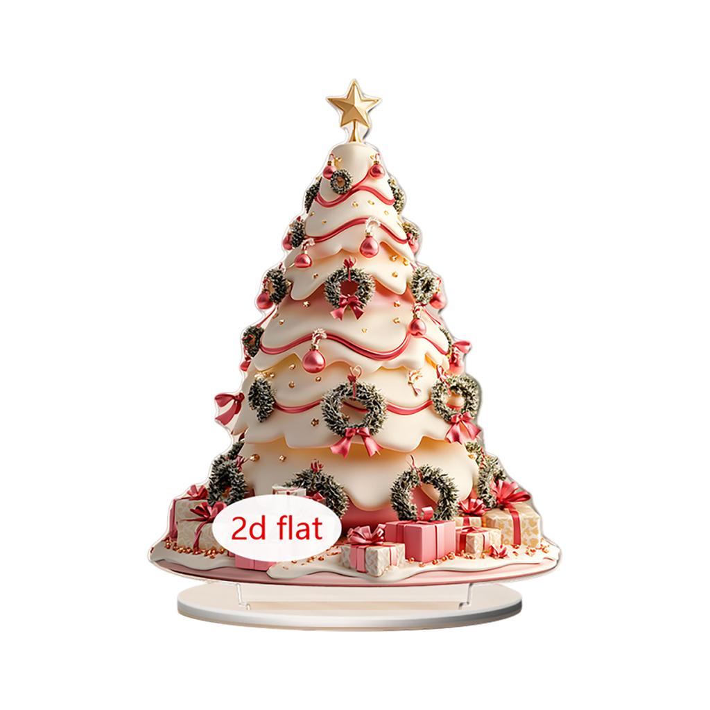 2D Flat Acrylic Christmas Color Gift Christmas Tree Home Living Room Holiday Desktop Decoration Assembly Props