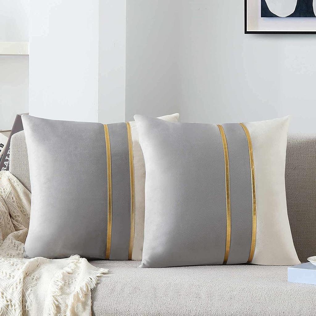 Bettkissen Nordischer Leichter Luxusstil Kissenbezug Goldene Steppung Kissen Auto Sofa Lendenstütze