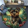 Yorkshire Terrier Round Area Rug,Carpet Rug for Living Room Bedroom Sofa Playroom Decor,Non-slip Floor Mat