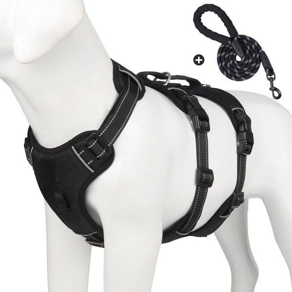 Beanshop Dog Harness Leash Set 3-stage Chest Strap, Black