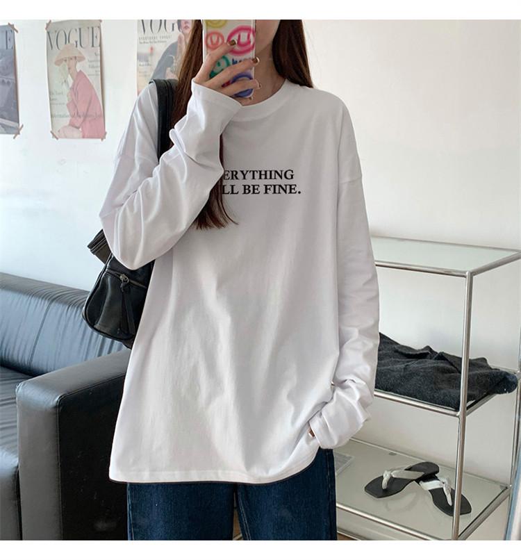 T-shirt Blanc Manches Longues pour Femme - Tendance 2026 Coton Pur Coupe Ample pour Printemps/Automne