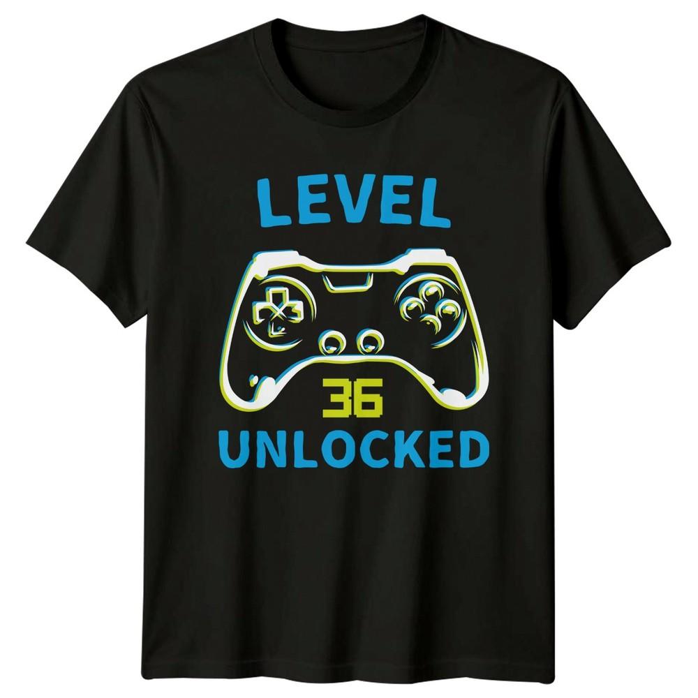 Level 36 Unlocked TShirt Level Up Gaming 36th Birthday Gift For Him And Her