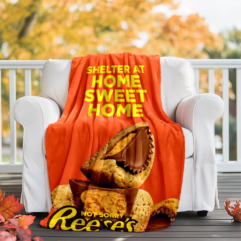 Reese‘S Peanut Flannel Blanket Soft All-Season Throw, Design for Camping, Car Travel, Hiking Sofa, Bed, Office Perfect Gift for Parties