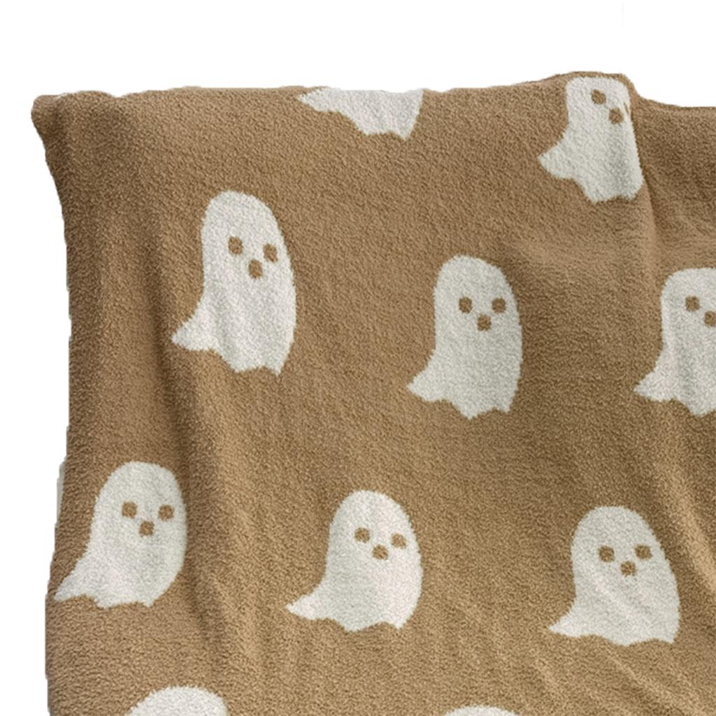 Ghosts Blanket Soft Comfortable Breathable Halloween Throw Blanket for Watching TV Camping Khaki