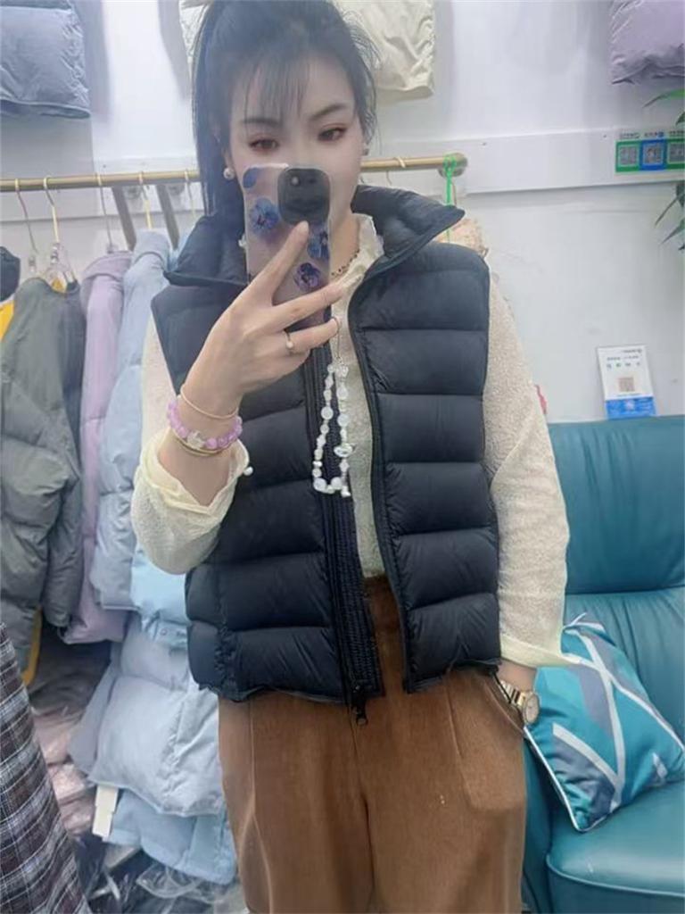 New ribs down vest women's thickened loose stand-up collar white duck down fashion vest tide