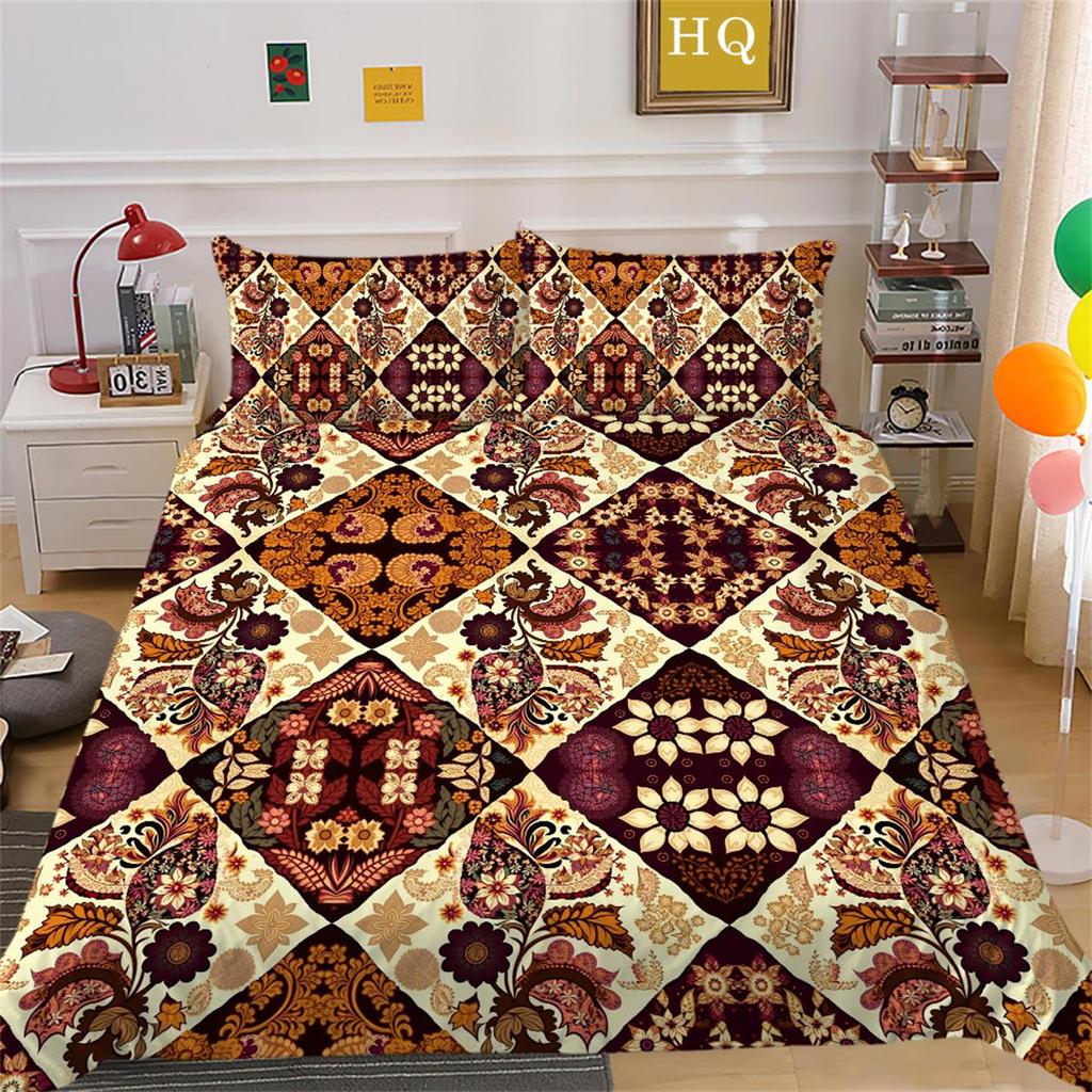 Zestaw pościeli 3D Paisley w stylu indyjskim Poszwa na kołdrę 2/3 sztuk UK/US/AU/EU/DE Pełny rozmiar Zmywalny miękki Szybkoschnący Dekoracja wnętrz
