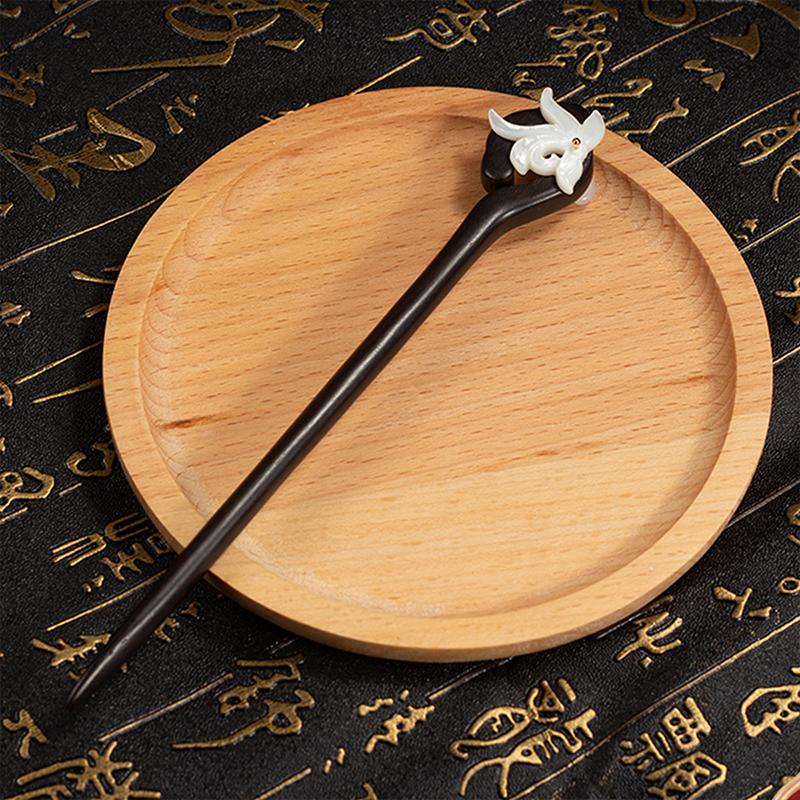 Vintage Tassel Ancient Style Ebony Hairpin Women Temperament Elegant Coiled Hairpin Chinese Hanfu Accessories