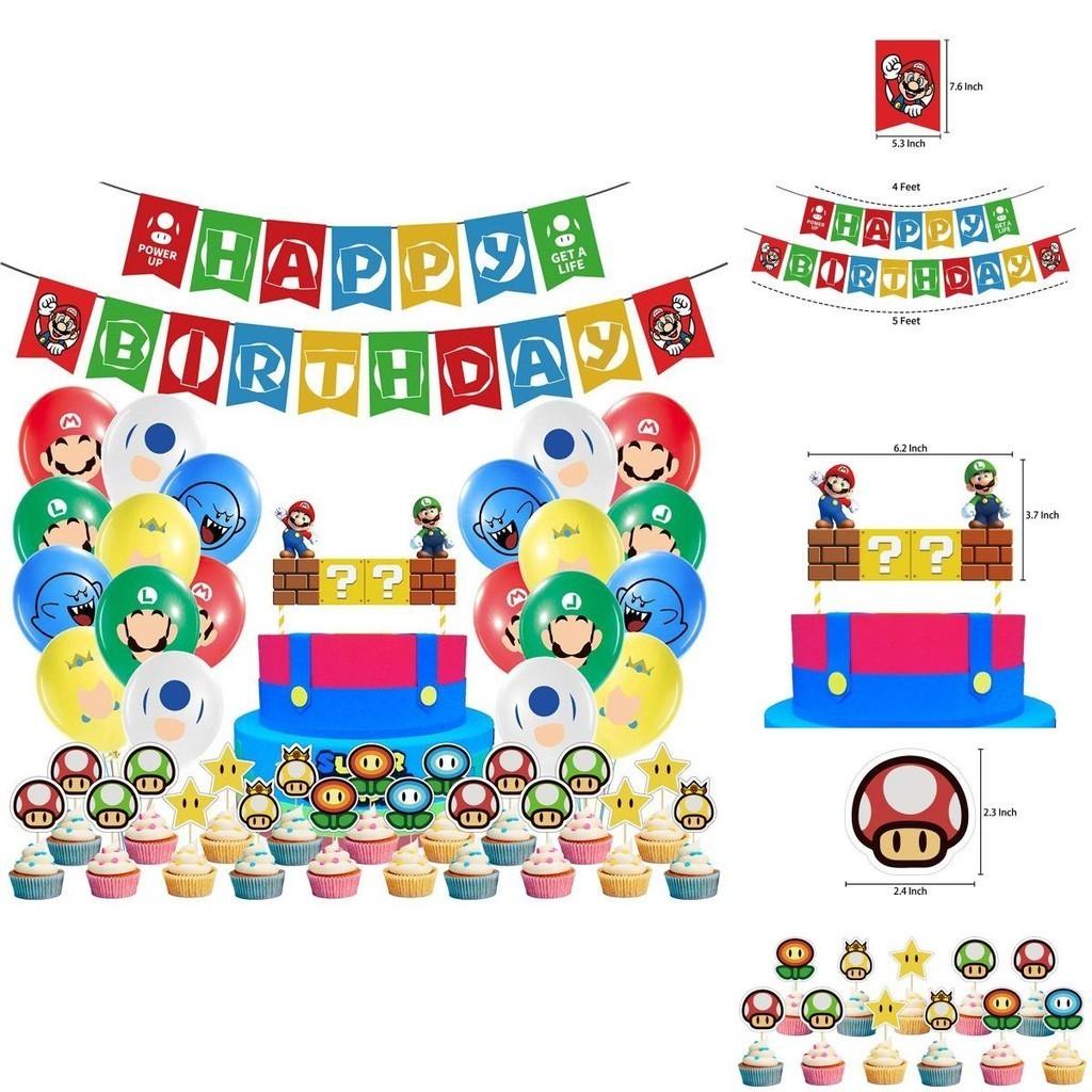 Super Mario Kindergeburtstag Party Deko Anzug Enthält Bunte Luftballons Und Fröhliche Fahne Für Feier