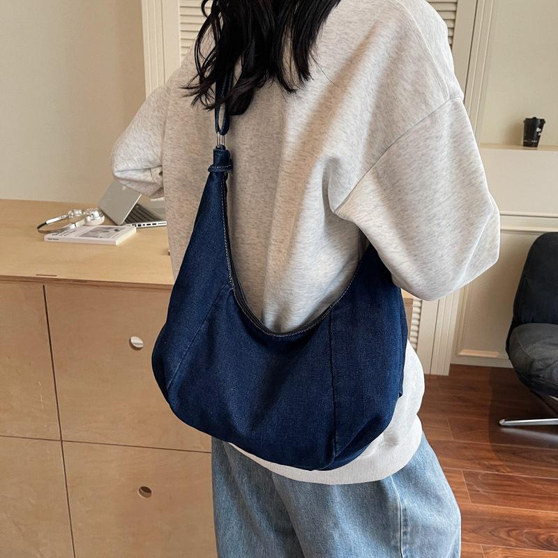 

Вместительная ретро холщовая сумка-пельмень с плиссировкой, в ленивом стиле, повседневная и универсальная, сумка-рожок на одно плечо через плечо .